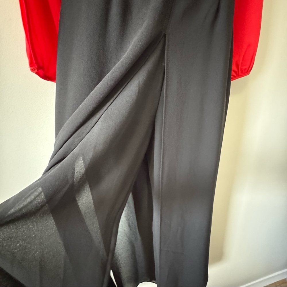 Joseph Ribkoff Black Wide Leg Pants with overlay chiffon - Picture 12 of 14